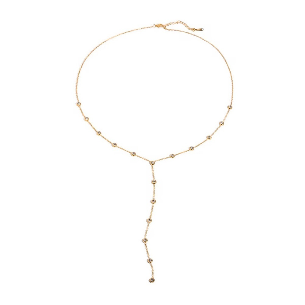Elegant 18 K Gold  Plated Stainless Steel  zirconia Necklace
